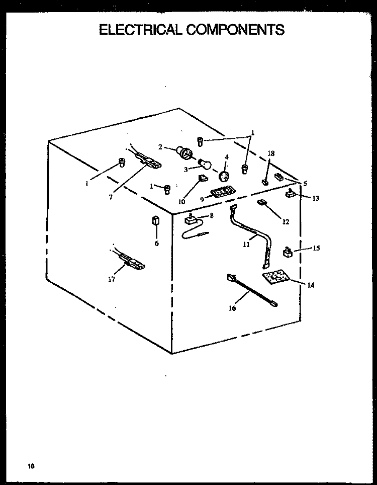 ELECTRICAL COMPONENTS Diagram and Parts List for PHU201UB1 P1130740N Amana Range