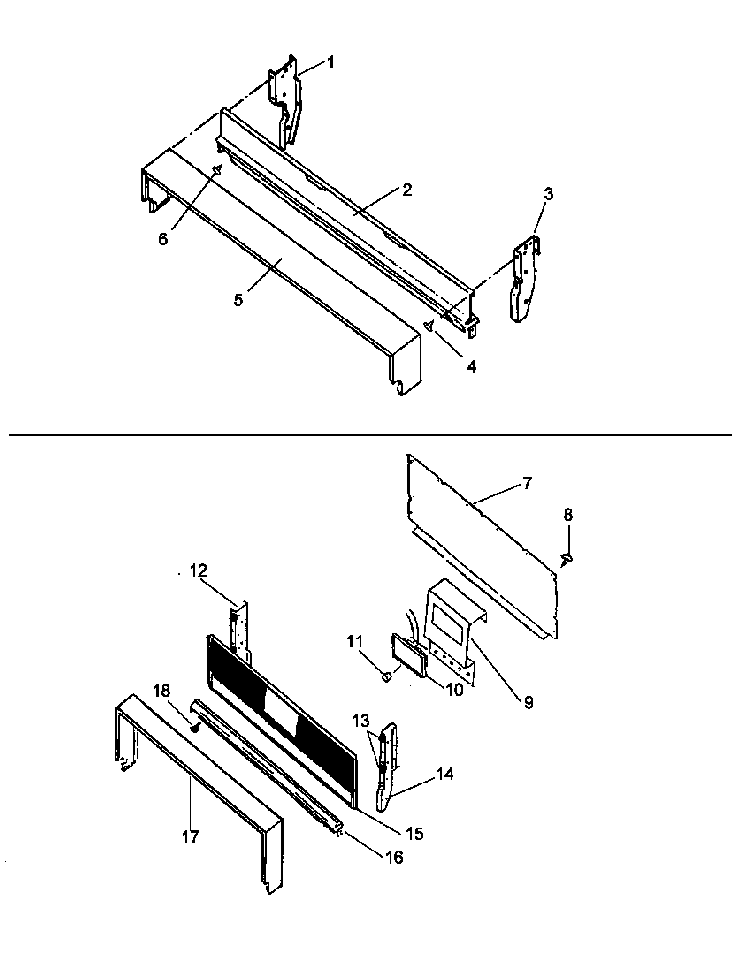 Backguard Assy Diagram and Parts List for RBP29AA0 P1143042NW Caloric Range