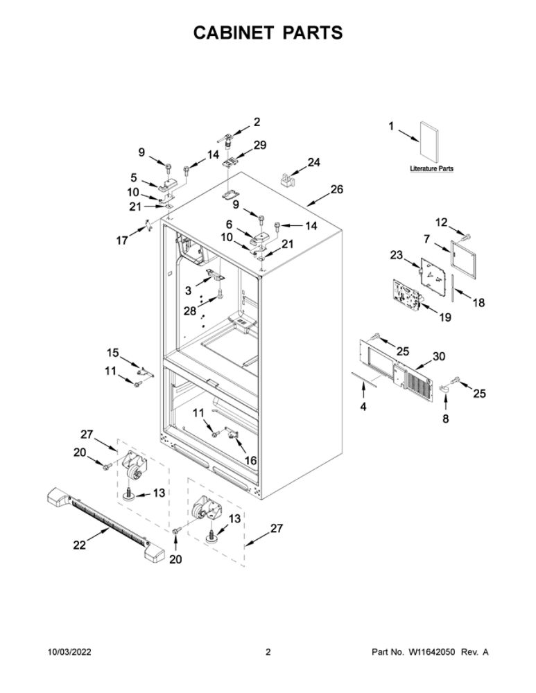 Cabinet Parts Diagram and Parts List for MFI2570FEZ13  Maytag Refrigerator