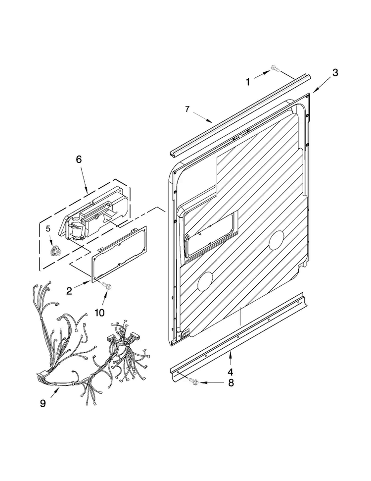 Inner Door Parts Diagram and Parts List for MDB8959SBB3  Maytag Dishwasher