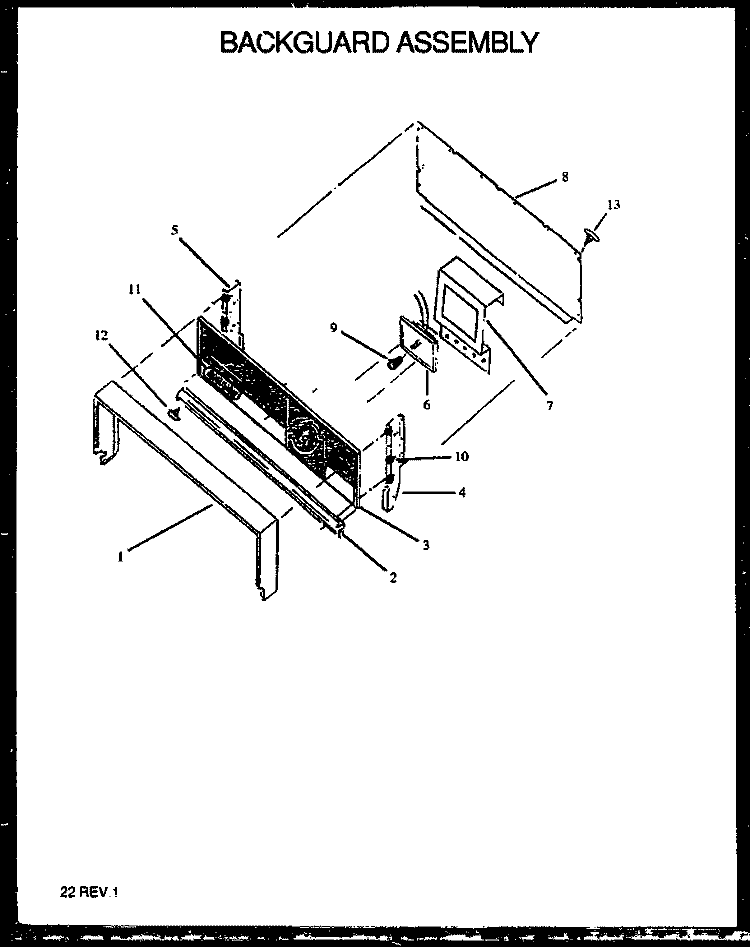 BACKGUARD ASSY Diagram and Parts List for SBJ29FA P1142359N L Amana Range