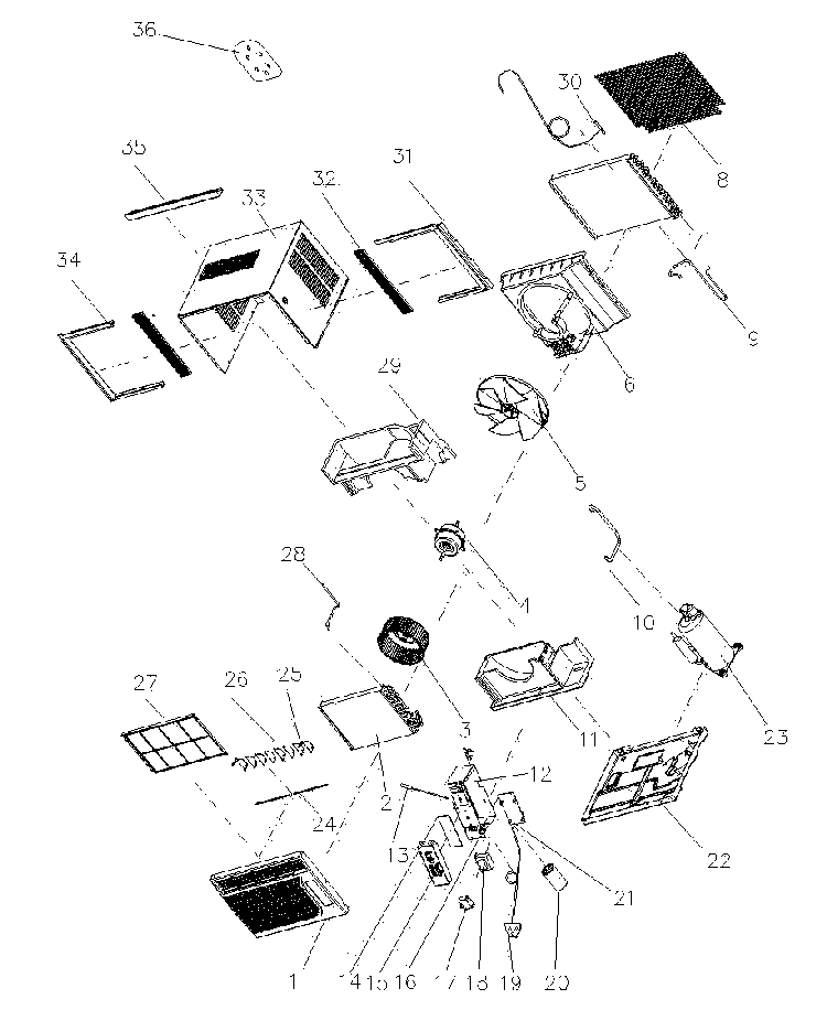 Cabinet Parts Diagram and Parts List for AW-05CR1FDE  Admiral Air Conditioner