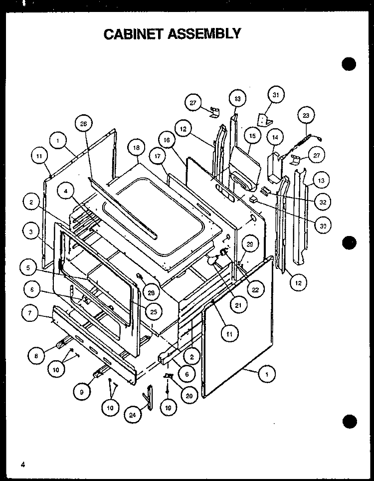 CABINET ASSY Diagram and Parts List for RLT359UCO P1141108N W Amana Range