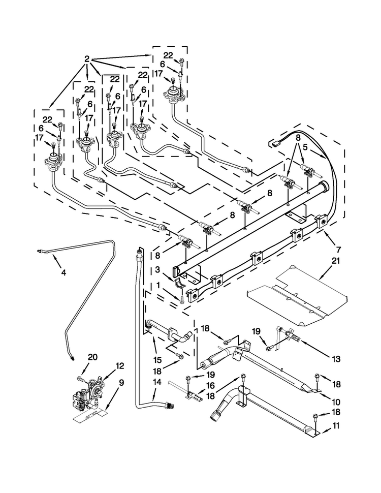 Manifold Parts Diagram and Parts List for MGR8775AB1  Maytag Range