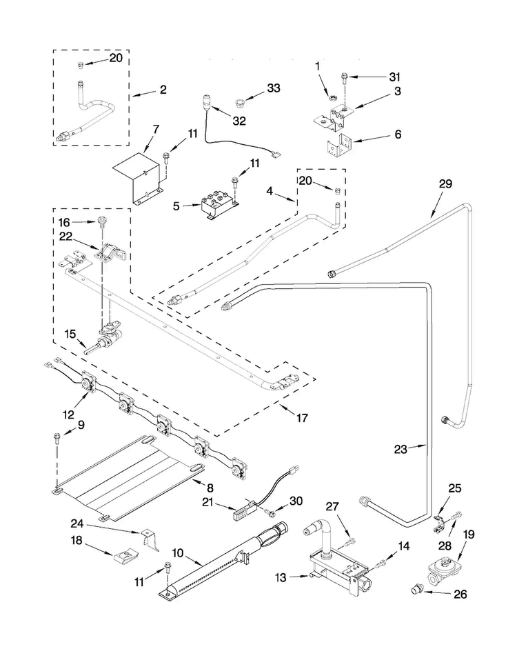 Manifold Parts Diagram and Parts List for AGR4433XDW0  Amana Range