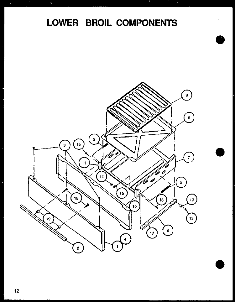 LOWER BROIL COMPONENTS Diagram and Parts List for RLT359UCO P1141108N W Amana Range