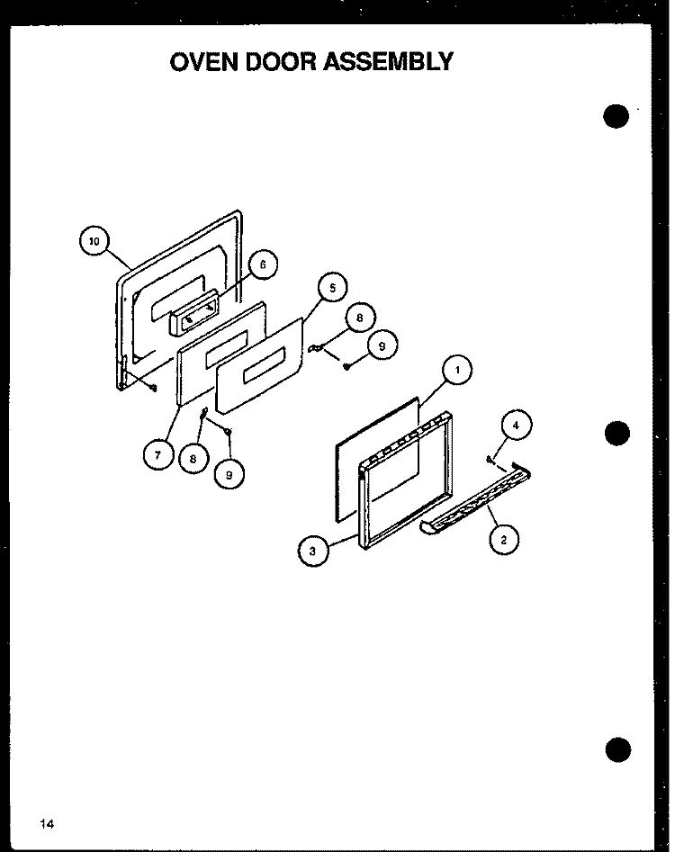 OVEN DOOR ASSY Diagram and Parts List for RLT359UCO P1141108N W Amana Range