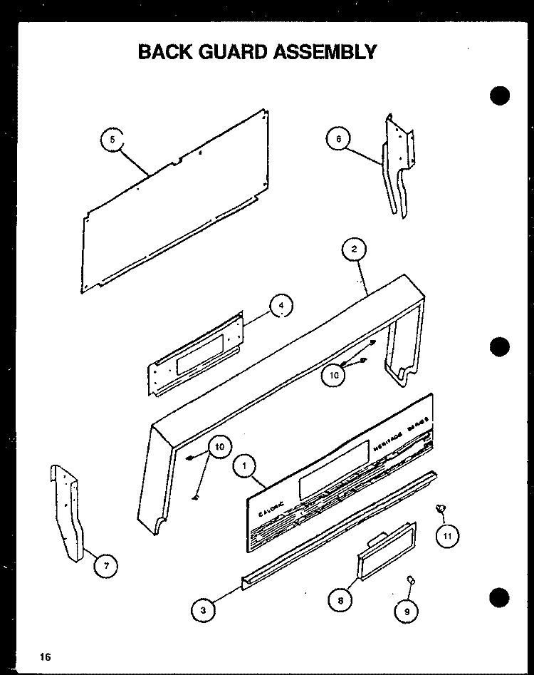 BACK GUARD ASSY Diagram and Parts List for RLT359UCO P1141108N W Amana Range
