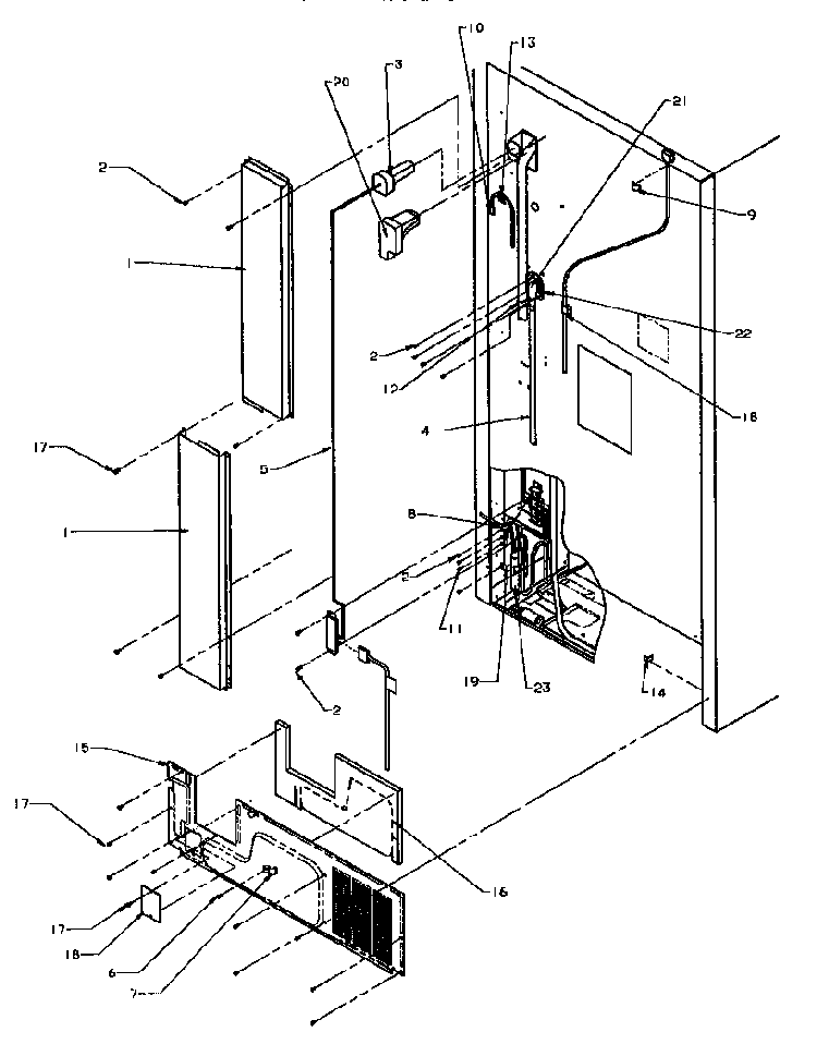 Cabinet Back Diagram and Parts List for TSI18A5W-P1188201WW  Amana Refrigerator