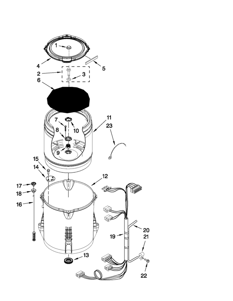 Basket And Tub Parts Diagram and Parts List for 7MMVWX500YW0  Maytag Washer