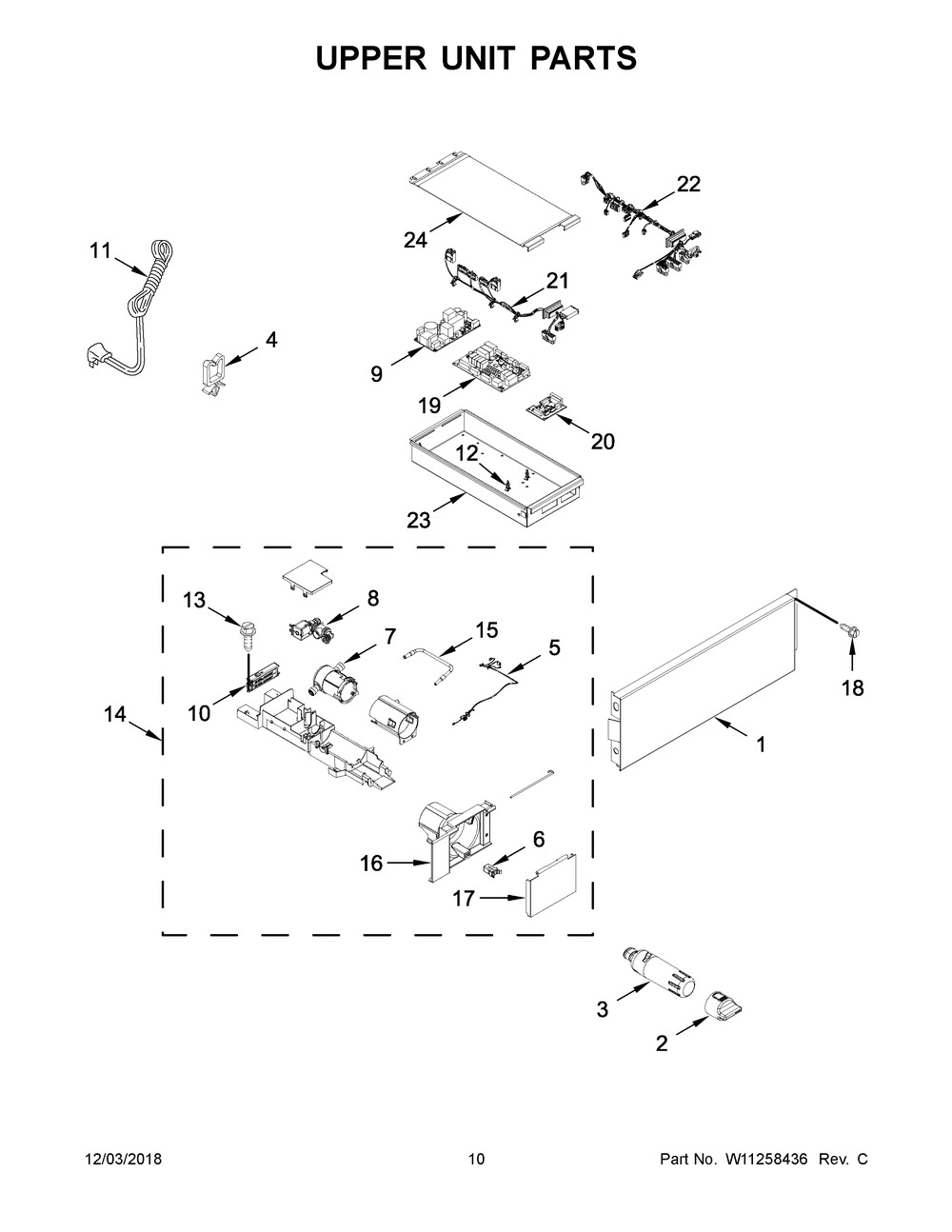 Upper Unit Parts Diagram and Parts List for JBZFL18IGX00  Maytag Freezer