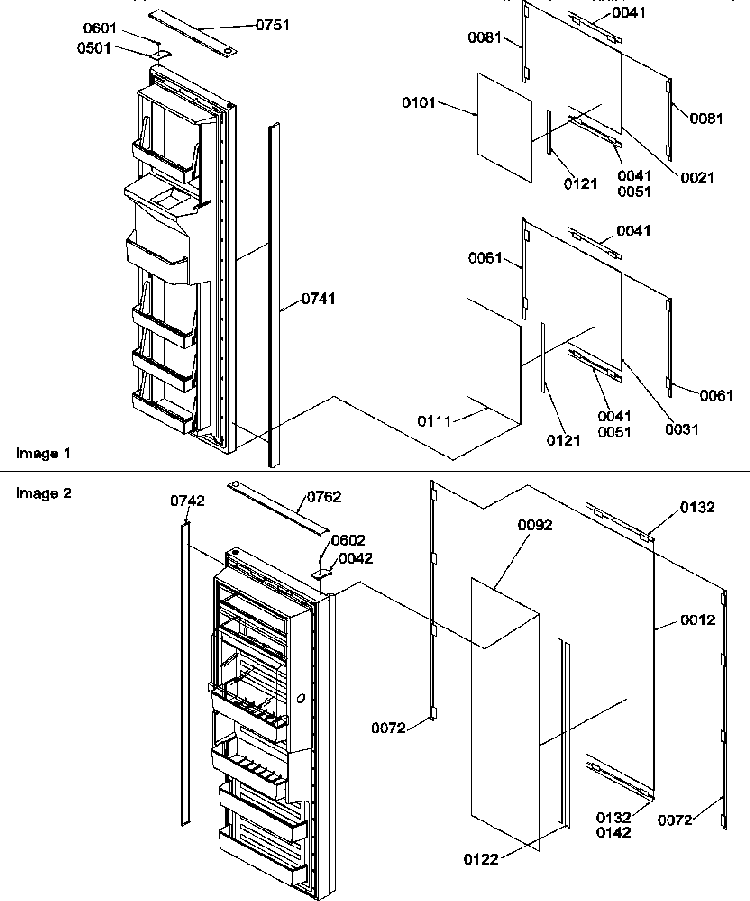 Refrigerator/freezer Door Trim And Panels Diagram and Parts List for SRD27TPSE-P1190313WE  Amana Refrigerator