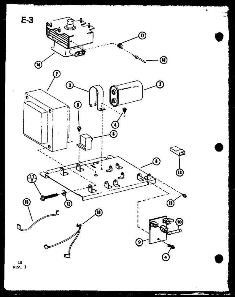 Transformer And Magnetron Diagram and Parts List for RR-700 P75411-1M Amana Microwave