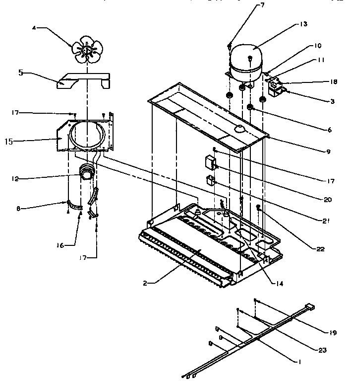 Compressor Compartment Diagram and Parts List for TXI21R2-P1168012W  Amana Refrigerator