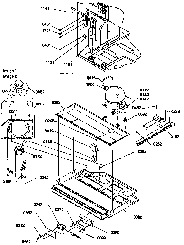 Machine Compartment Assembly Diagram and Parts List for 67275-P1311001WE  Amana Refrigerator