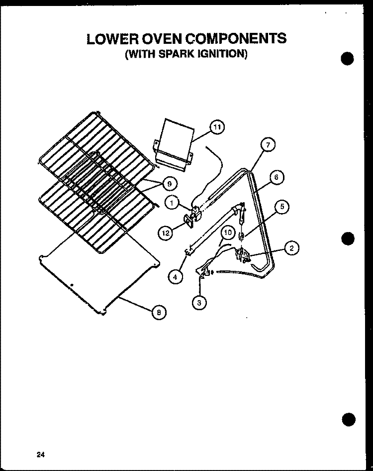 LOWER OVEN COMPONENTS Diagram and Parts List for CBK26DBY  Amana Wall Oven