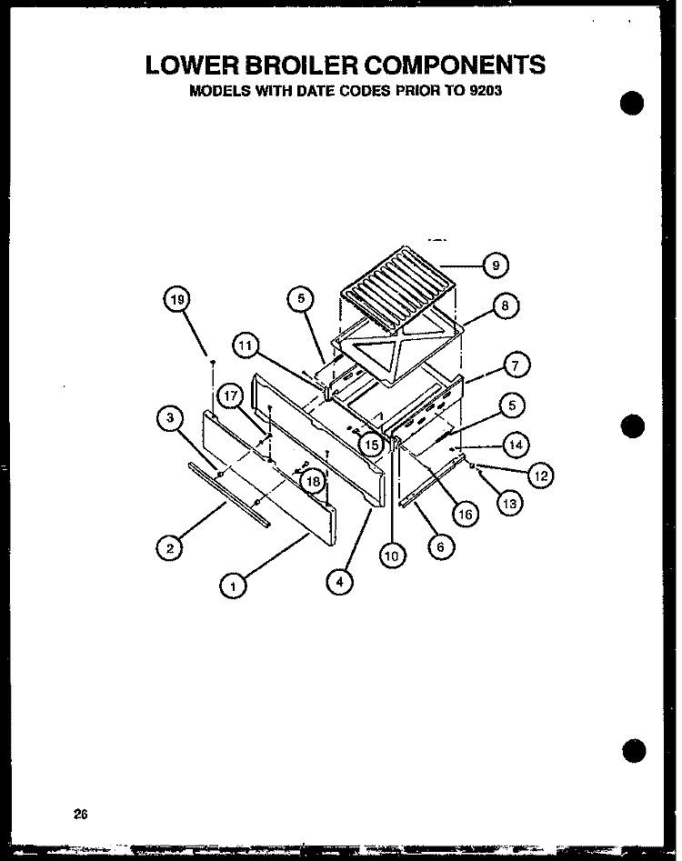 LOWER BROILER COMPONENTS Diagram and Parts List for CBK26DBY  Amana Wall Oven