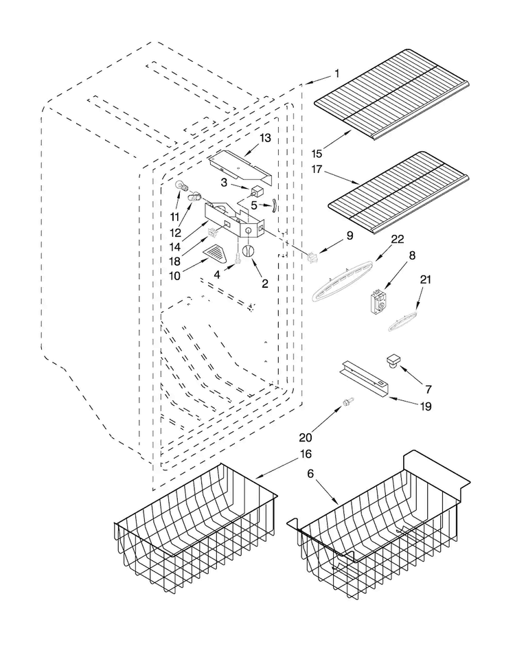 Liner Parts Diagram and Parts List for AQF2013TEW03  Amana Freezer