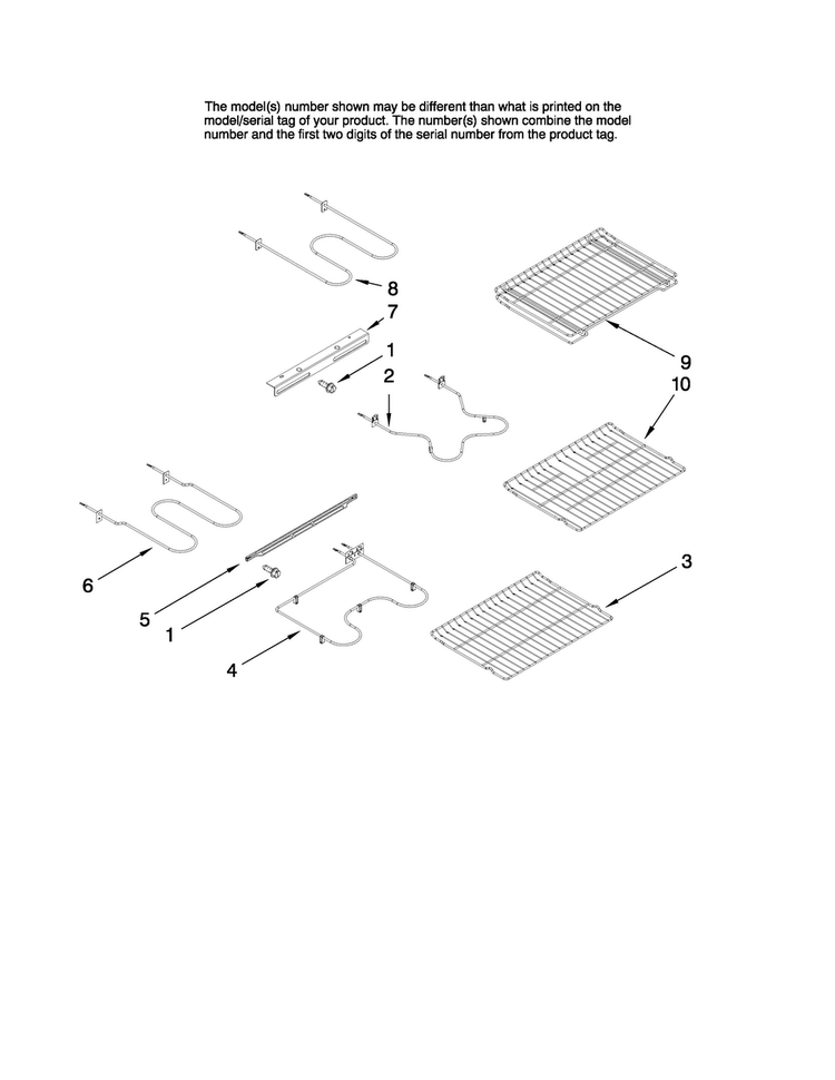 Rack And Element Parts Diagram and Parts List for JER8895BAS12  Jenn-Air Range