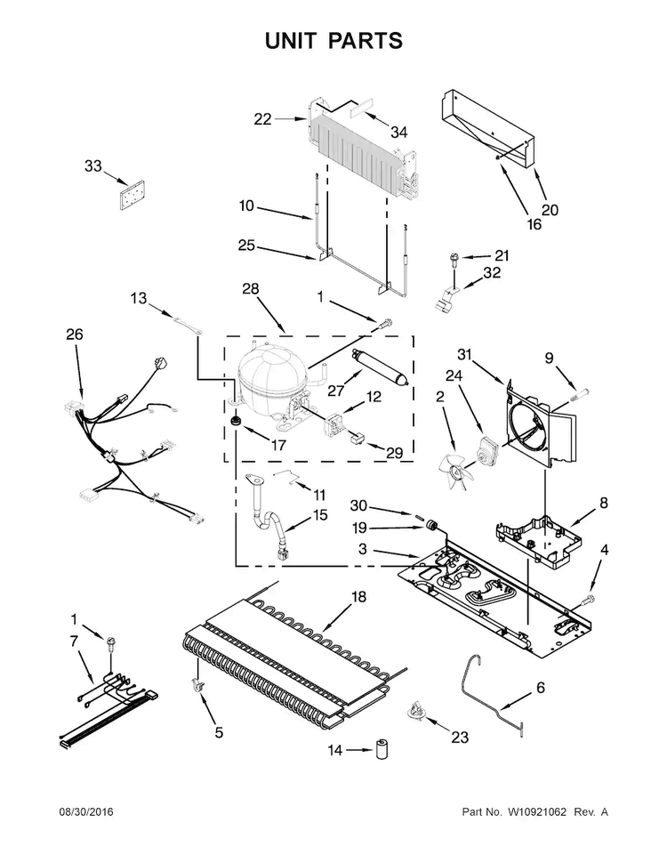 Unit Parts Diagram and Parts List for MBB1957FEB00  Maytag Refrigerator