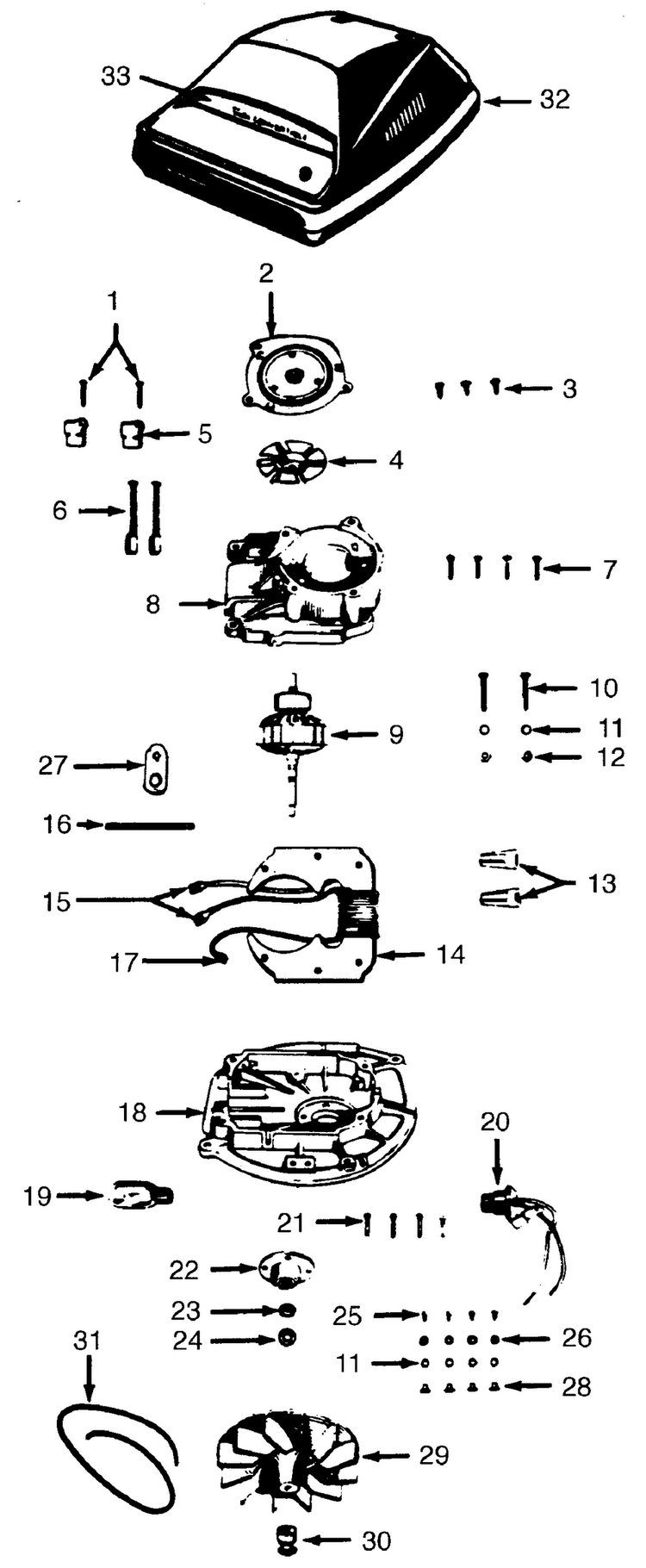 Motor Assembly, Hood Diagram and Parts List for U4007  Hoover Upright Vacuum