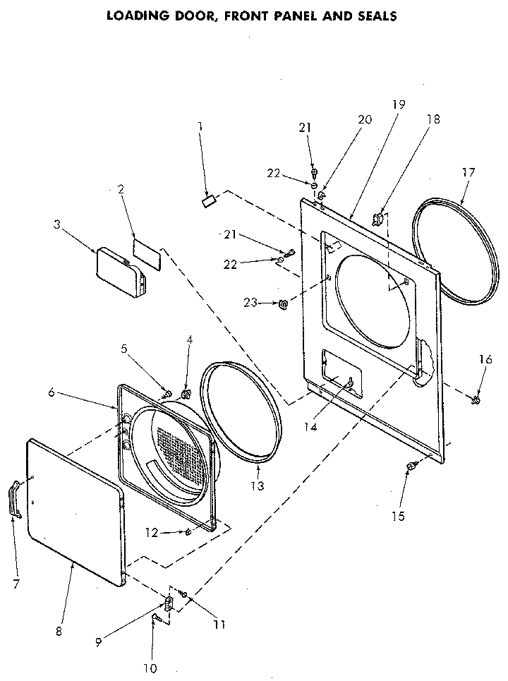 Loading Door And Seals Diagram and Parts List for NG8839W53931  Speed Queen Dryer