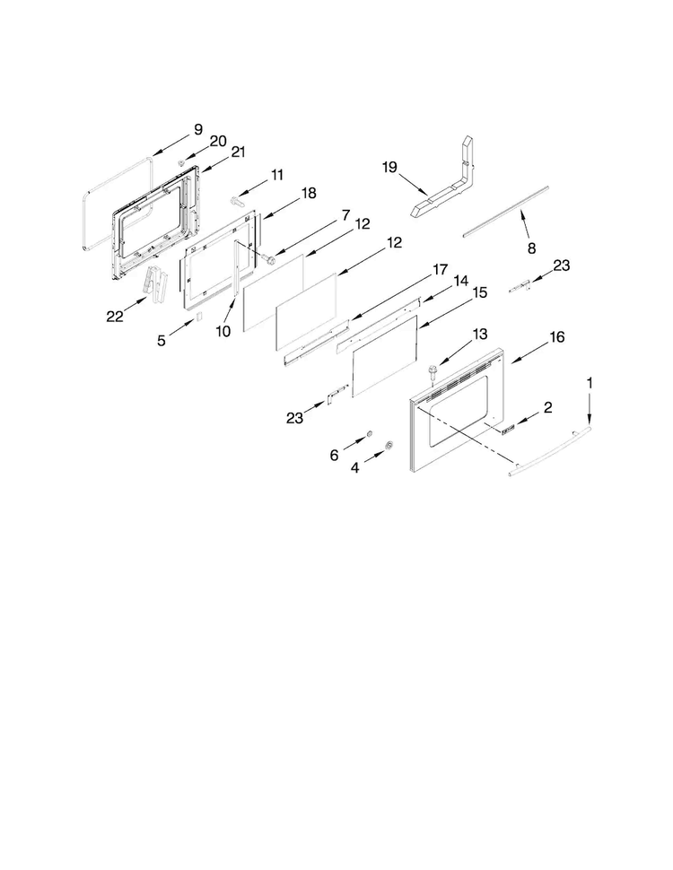 Door Parts Diagram and Parts List for JGS8860BDP17  Jenn-Air Range