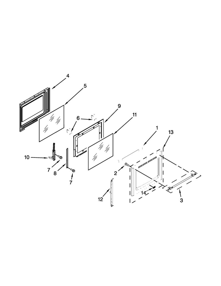 Door Parts Diagram and Parts List for MGR8600DE2  Maytag Range