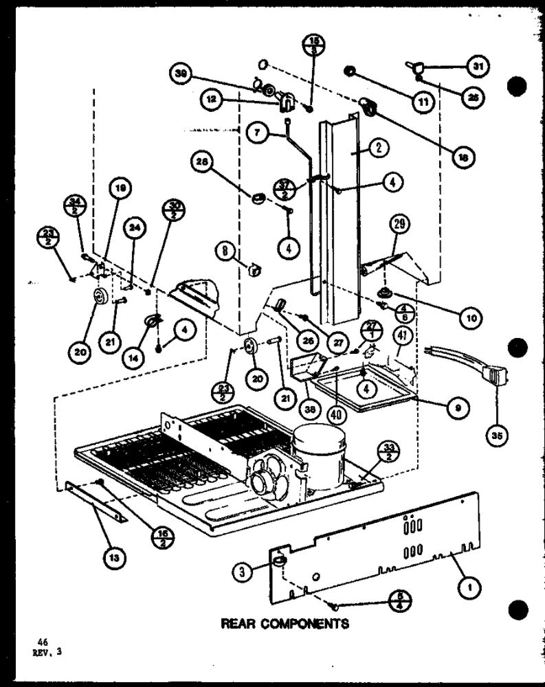 Rear Components 3 Diagram and Parts List for IC3K-P7621309W-TM  Amana Refrigerator