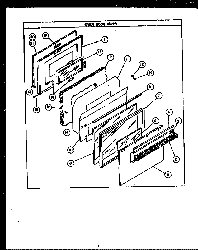 OVEN DOOR PARTS Diagram and Parts List for RSD363  Caloric Range