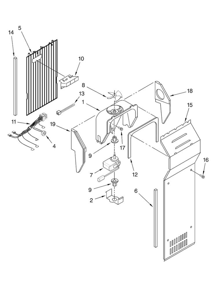 Air Flow Parts Diagram and Parts List for ASD2522VRB01  Amana Refrigerator