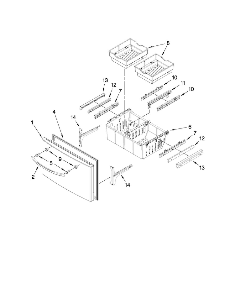 Freezer Door Parts Diagram and Parts List for MFI2269VEM6  Maytag Refrigerator
