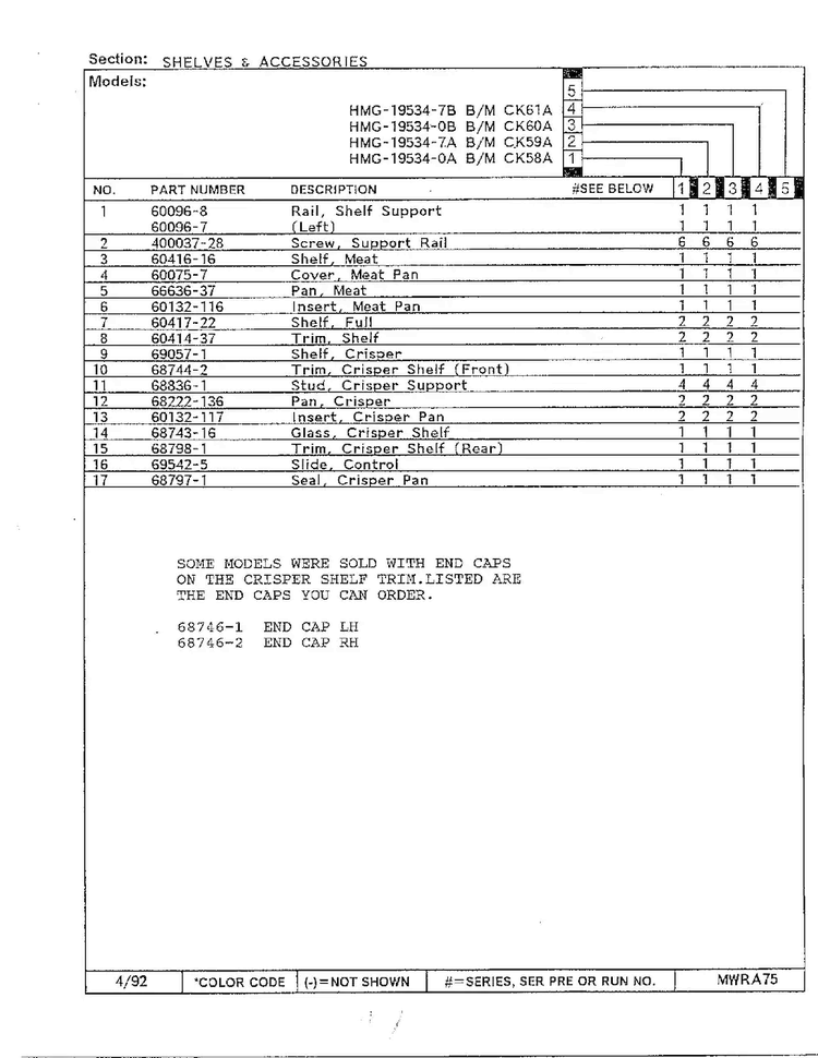 Shelves And Accessories Page 2 Diagram and Parts List for 19534-0A  Admiral Refrigerator