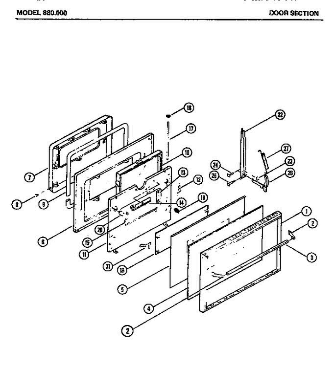 02 - Door Section Diagram and Parts List for 880000  Litton Range