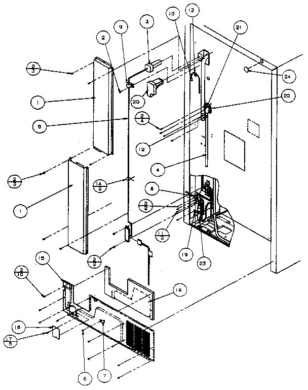 Cabinet Back Diagram and Parts List for TX18R-P1158404W  Amana Refrigerator