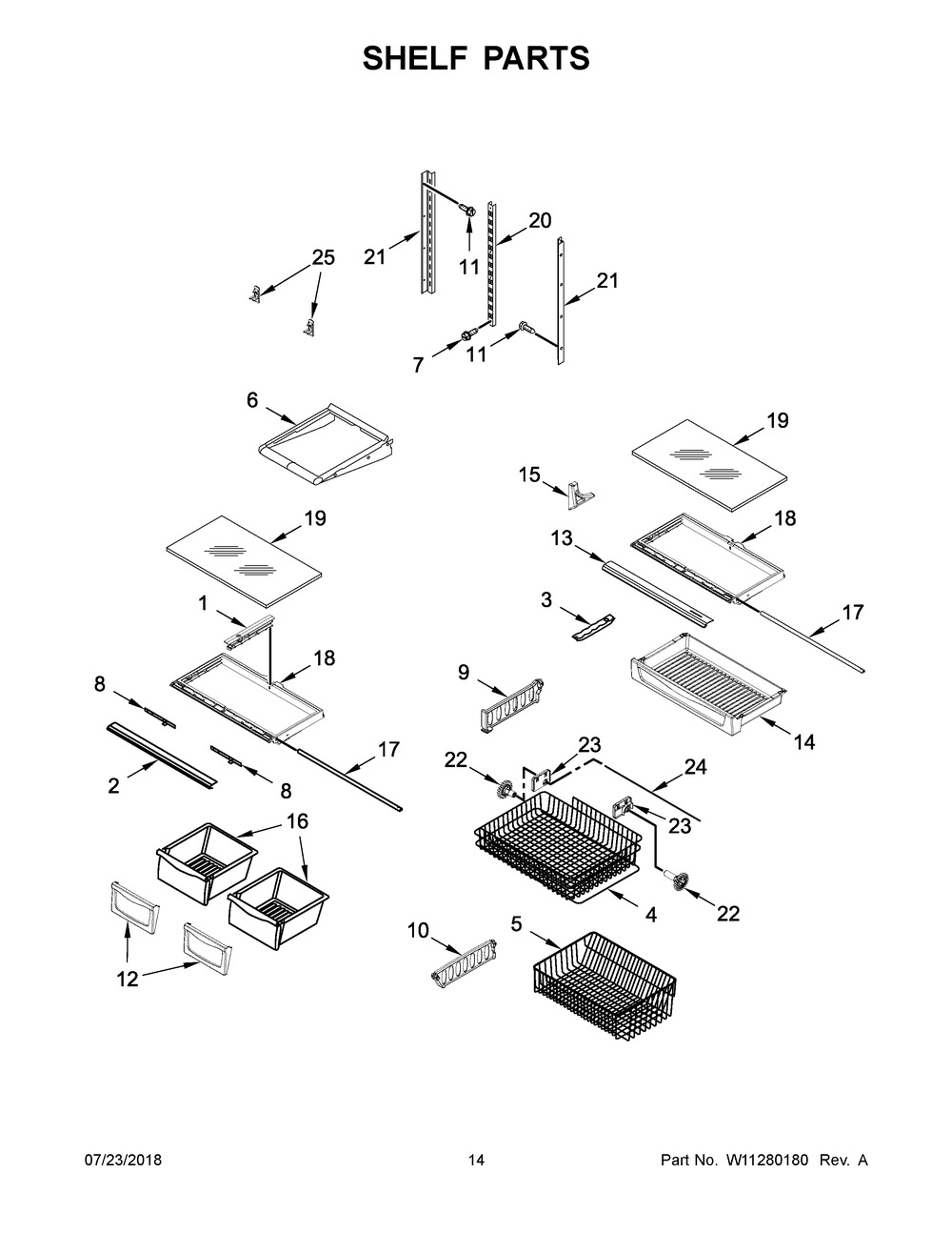 Shelf Parts Diagram and Parts List for MBL1957FEZ02  Maytag Refrigerator