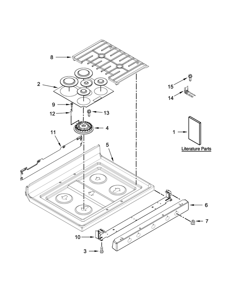 Cooktop Parts Diagram and Parts List for MGR8700DW2  Maytag Range