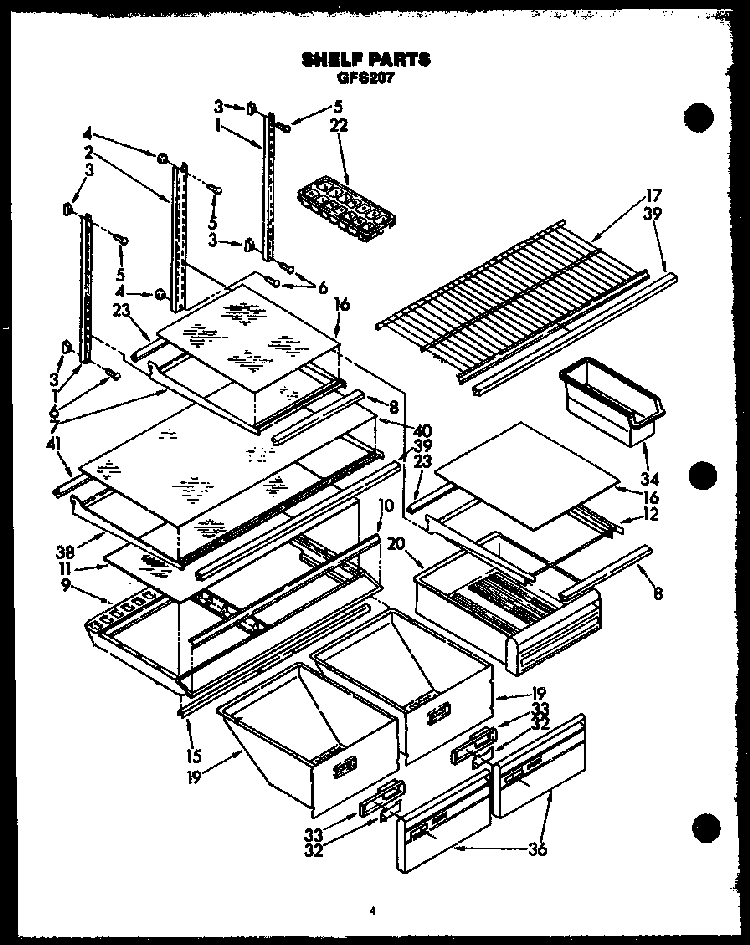 Shelf Parts Diagram and Parts List for GFS207-MN02  Amana Refrigerator
