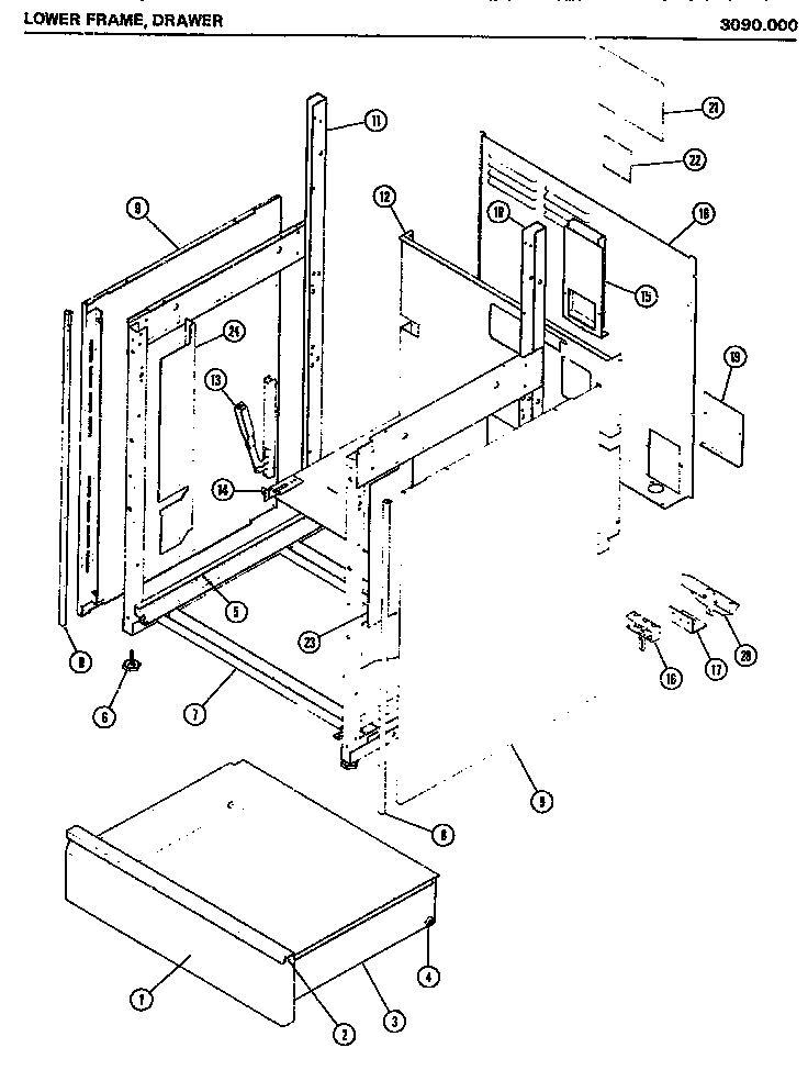 02 - LOWER FRAME Diagram and Parts List for 3090000  Maytag Microwave