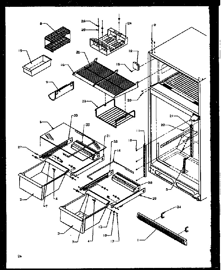 Cabinet Shelving Diagram and Parts List for TG18R2L-P1158305WL  Amana Refrigerator