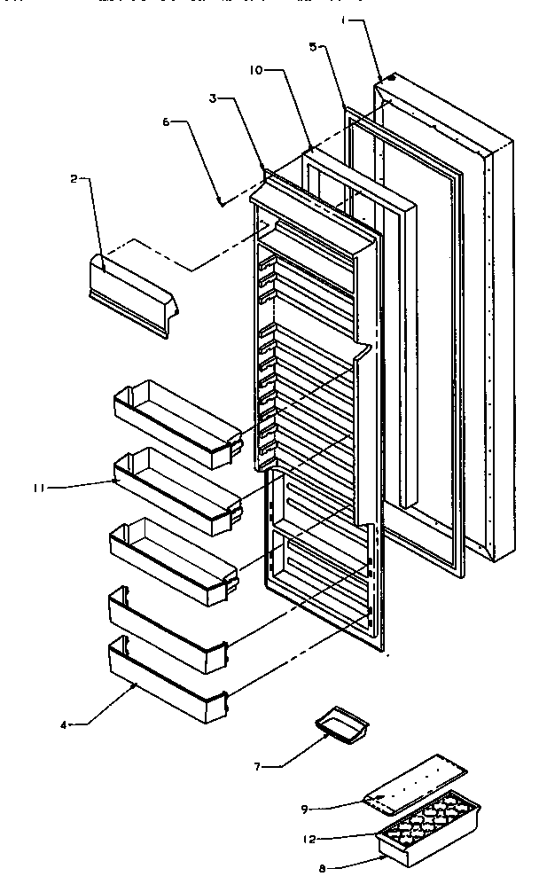 Refrigerator Door Diagram and Parts List for SS21SL-P1193801WL  Amana Refrigerator