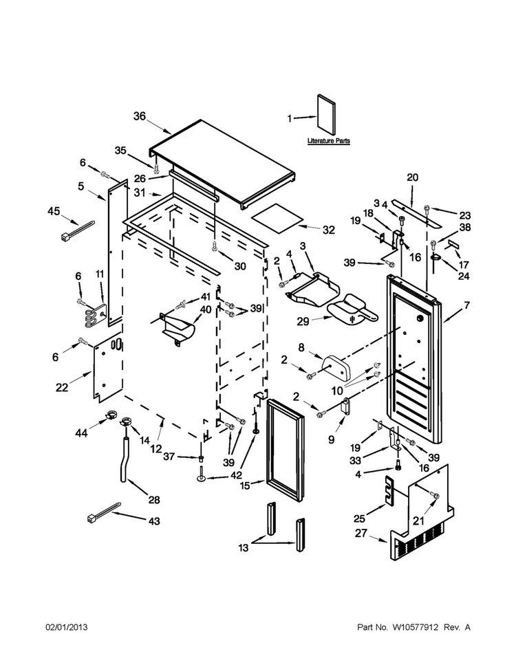 Cabinet Liner And Door Parts Diagram and Parts List for MIM1555YRS2  Maytag Ice Maker