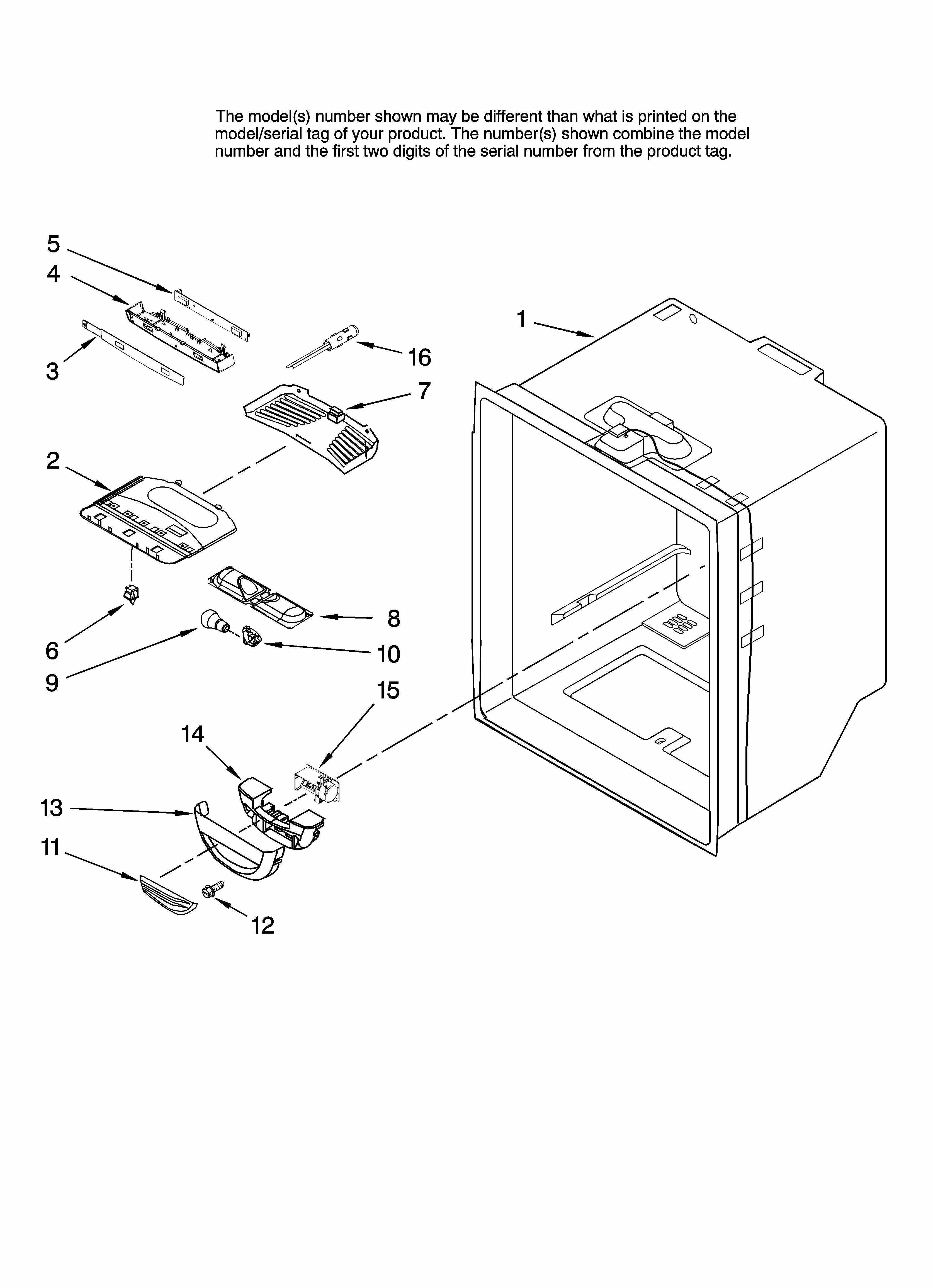 Refrigerator Liner Parts Diagram and Parts List for G37025PEAW10  Maytag Refrigerator