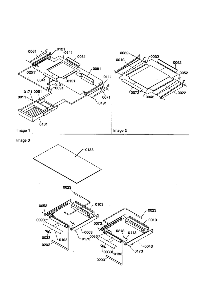 Shelving And Crisper Assemblies Diagram and Parts List for TS122VE-P1306602WE  Amana Refrigerator