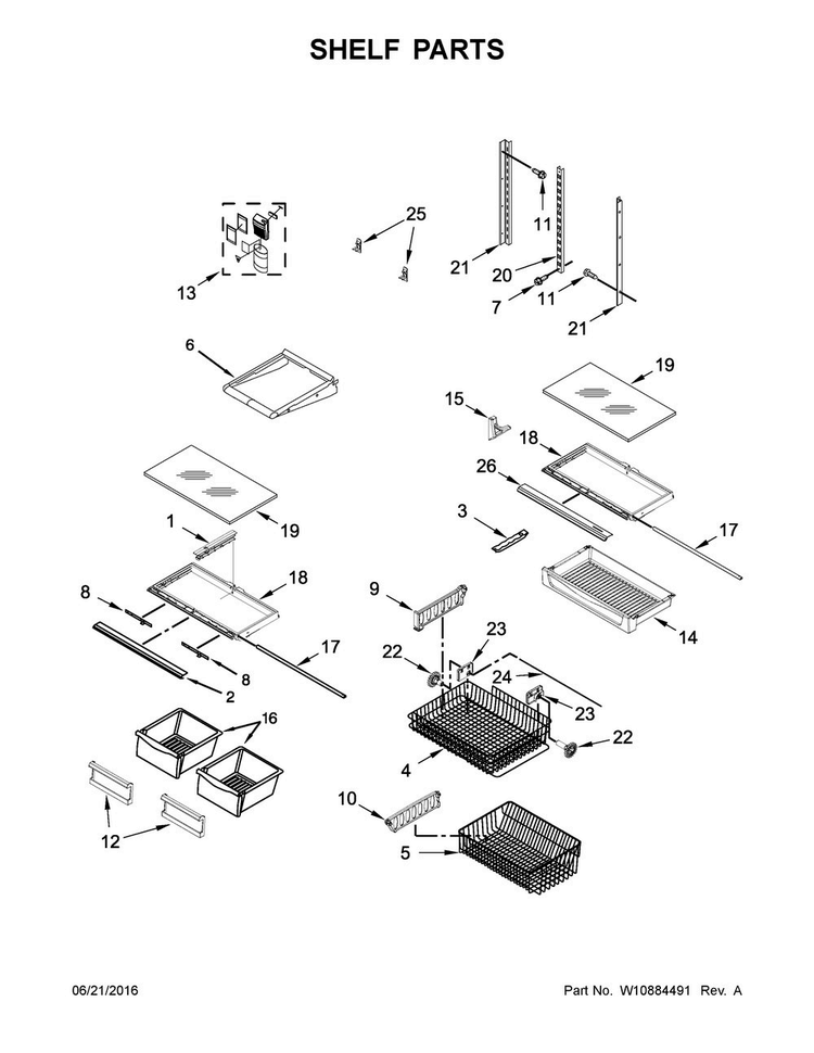 Shelf Parts Diagram and Parts List for MBR1957FEZ00  Maytag Refrigerator