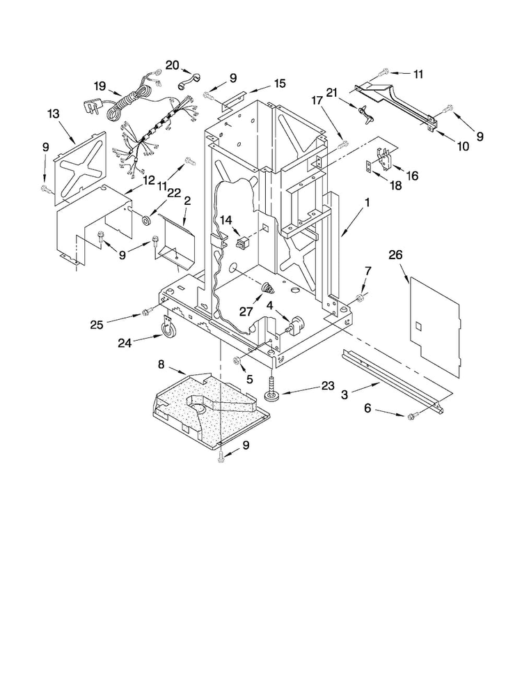 Frame Parts Diagram and Parts List for MTUC7000AWB1  Maytag Trash Compactor