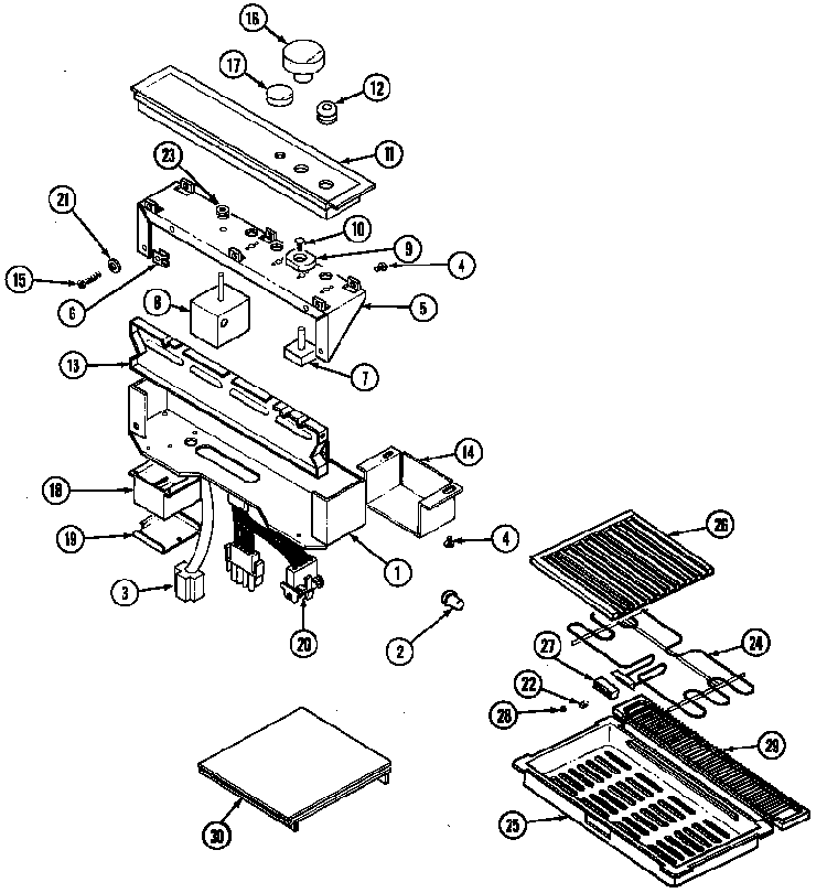 Control Panel Diagram and Parts List for CP120B-EM  Jenn-Air Range