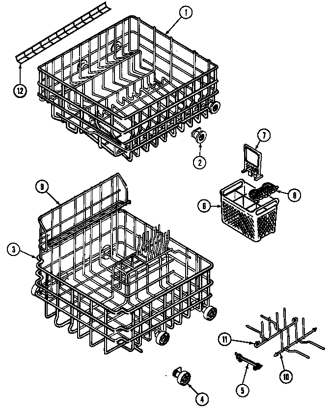 Racks Diagram and Parts List for DWU9921AAM  Maytag Dishwasher