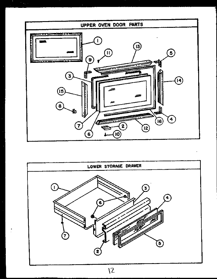 LOWER STORAGE DRAWER Diagram and Parts List for RSD363  Caloric Range
