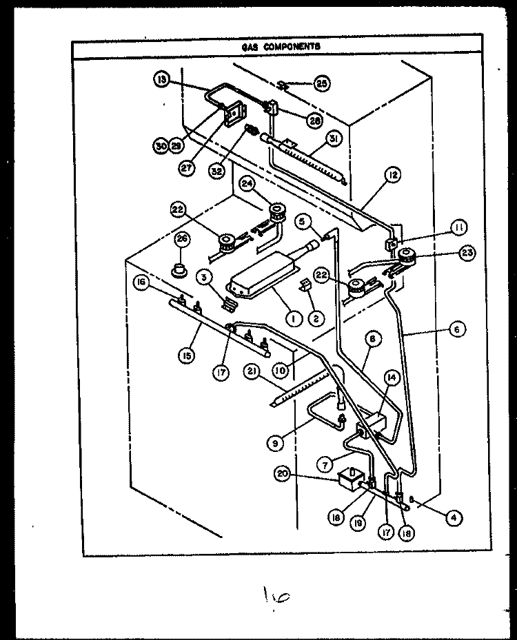 GAS COMPONENTS Diagram and Parts List for RSD363  Caloric Range
